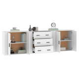 Sideboards 3 pcs White Engineered Wood