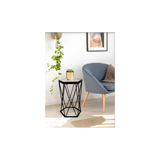 Hexagon Tempered Glass Black Side Table (Small) - SLENDER