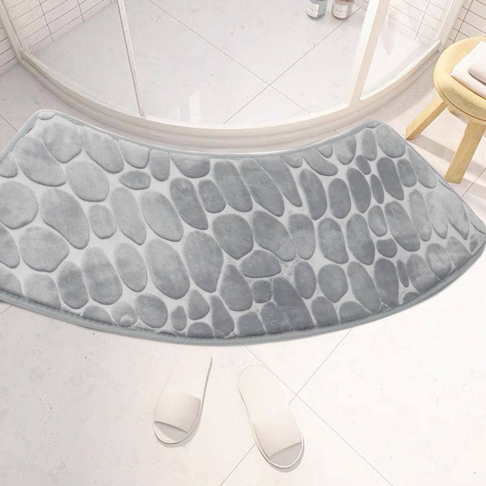 Curved Shower Mat,Anti-Slip Bathroom Carpet Rugs Corner Bath Tub Floor Foot Pads,Washable,Soft Absorbent arc shape bathroom mat