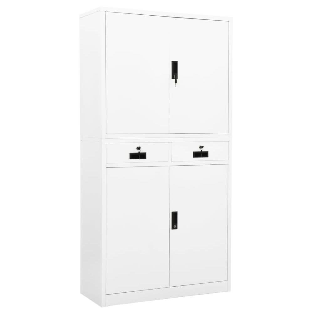 Office Cabinet White 90x40x180 cm Steel