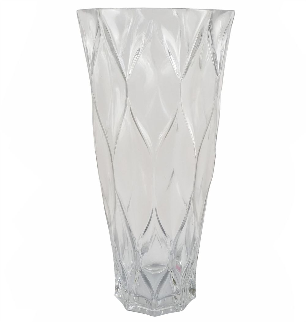 35cm Clear Chunky Ridged Glass Vase