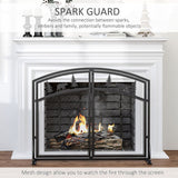 Fire Guard with Double Doors, Metal Mesh Fireplace Screen, Spark Flame Barrier