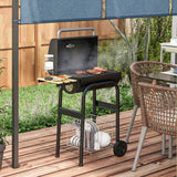 Outsunny Charcoal Barbecue BBQ Grill Trolley W/ Shelves, Lid and Thermometer