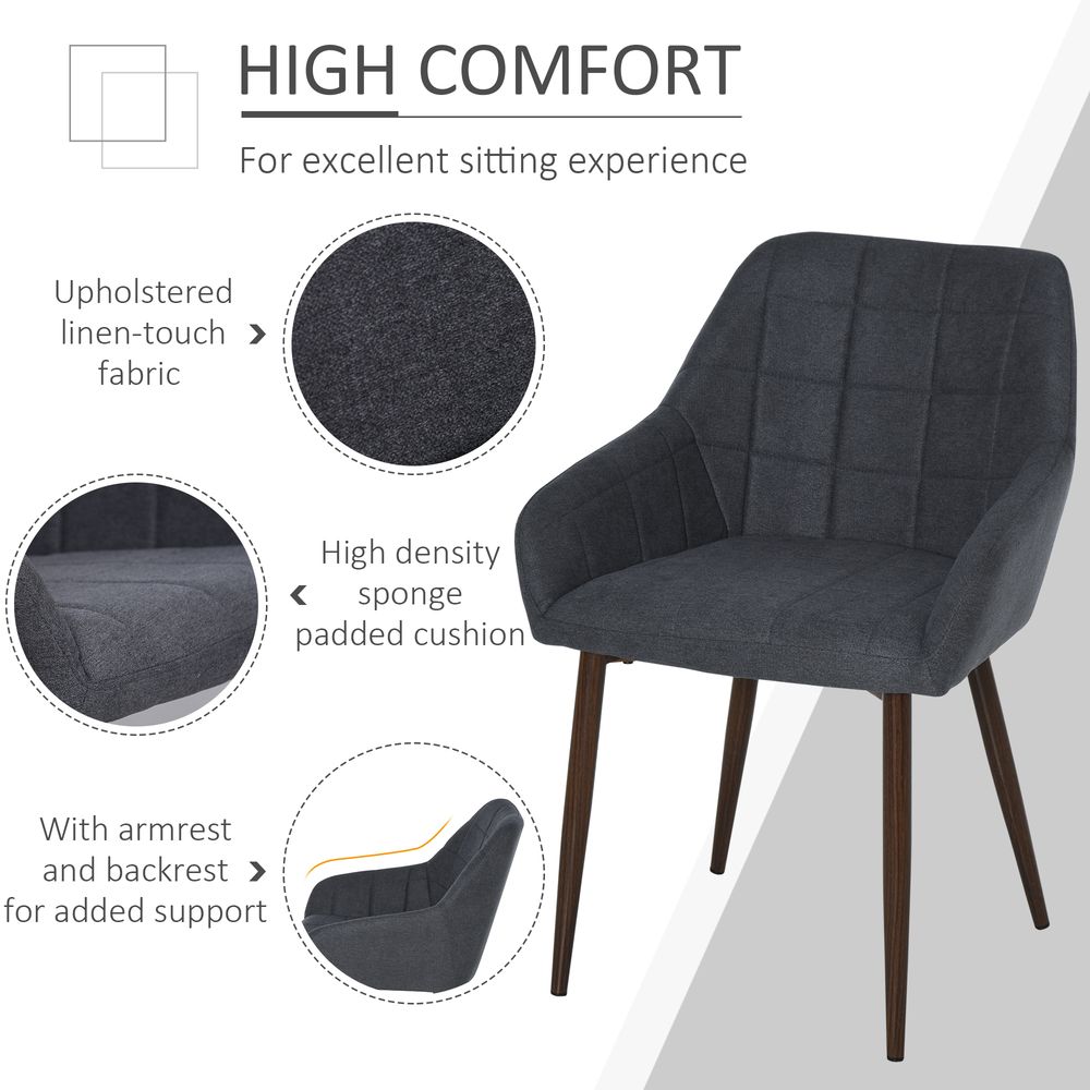 HOMCOM 2 Pieces Dining Chair with Sponge Padding Metal Leg for Home Office