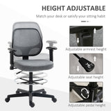 Drafting Chair Tall Office Stand Desk Chair  Foot Ring, Arm, Wheel Vinsetto