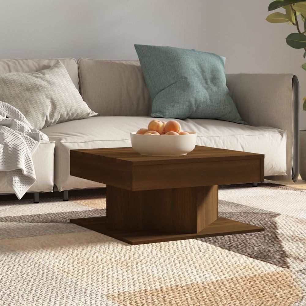 Coffee Table Smoked Oak 57x57x30 cm Engineered Wood