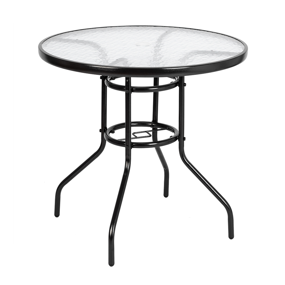 Outdoor Dining Table Round Toughened Glass Table Yard Garden Glass Table