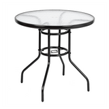 Outdoor Dining Table Round Toughened Glass Table Yard Garden Glass Table