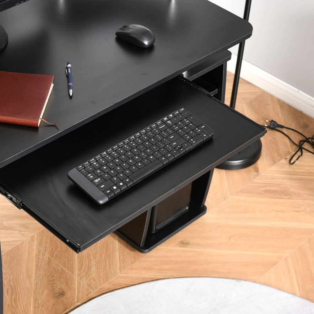 Computer Office Desk Table Workstation w/  Keyboard Tray, Drawer, Black