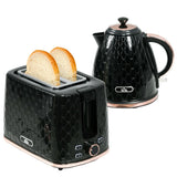 Kettle and Toaster Set 1.7L Fast Boil Kettle & 2 Slice Toaster Set Black