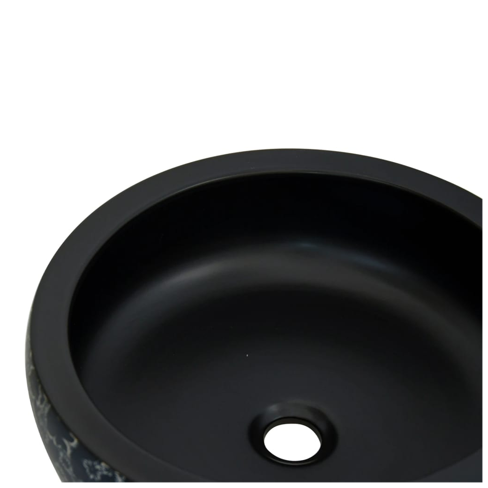 Countertop Basin Black and Blue Round Φ41x14 cm Ceramic