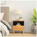 Bedside Cabinet Brown and Black Solid Wood Mango