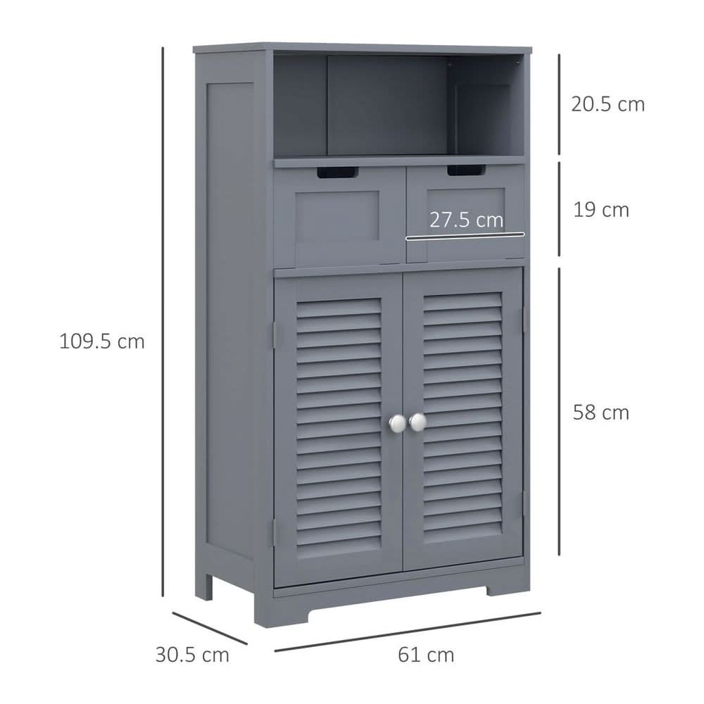 kleankin Bathroom Storage Cabinet, Small Bathroom Cabinet with Louvred Doors