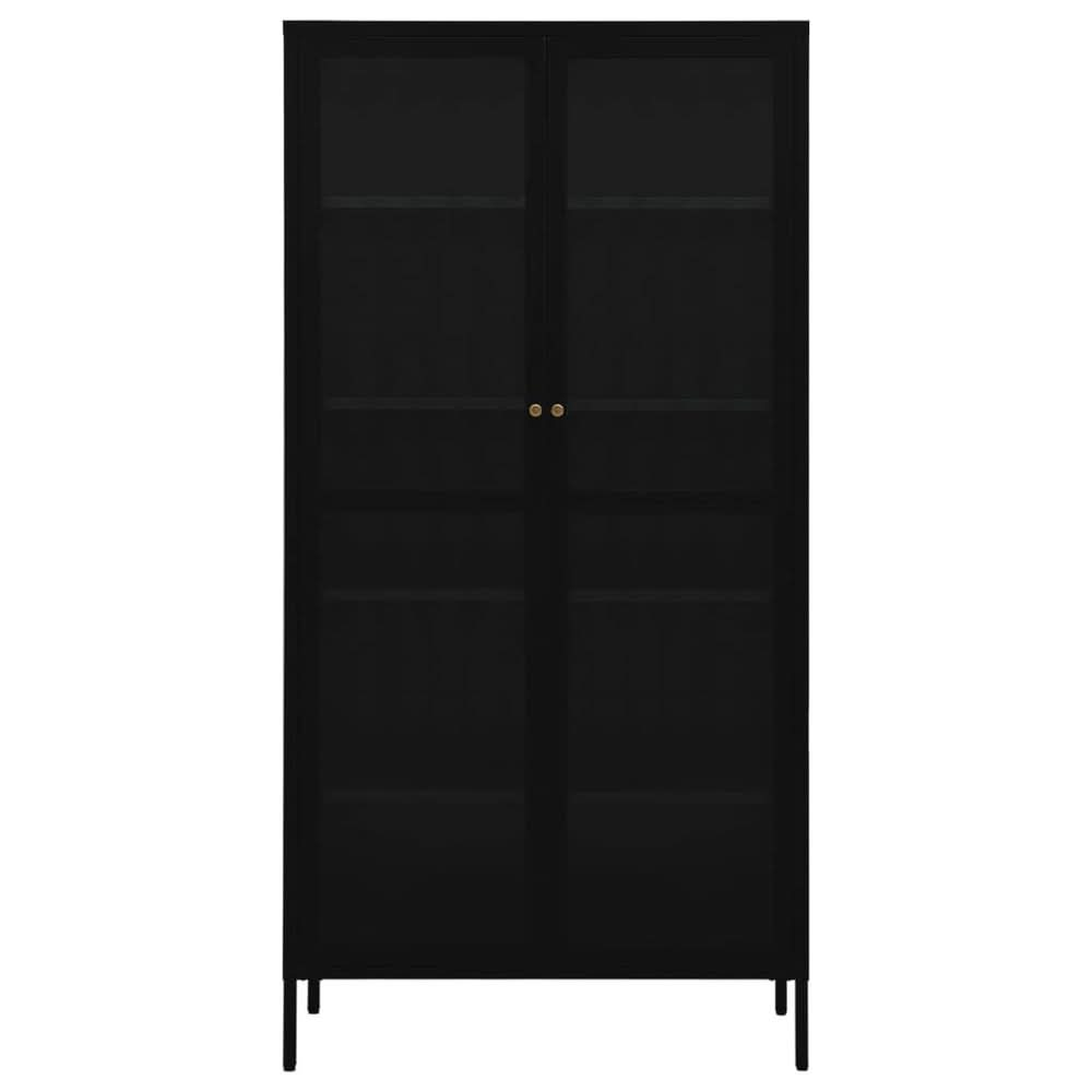 Display Cabinet Black 90x40x180 cm Steel and Tempered Glass