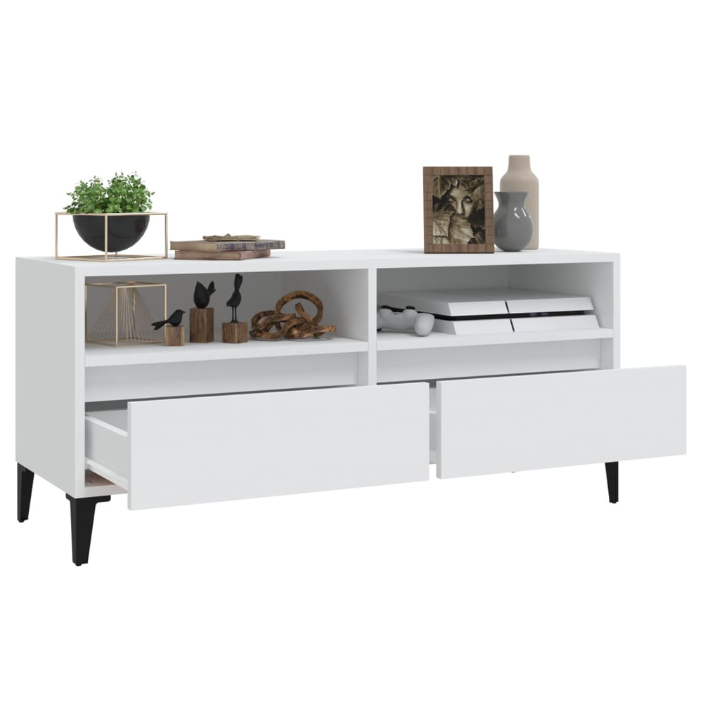 TV Cabinet White 100x34.5x44.5 cm Engineered Wood