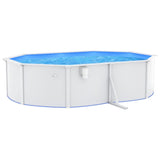 Swimming Pool with Steel Wall Oval 490x360x120 cm White