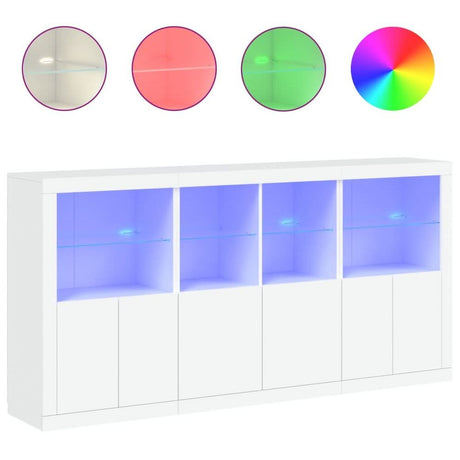 Sideboard with LED Lights White 202x37x100 cm