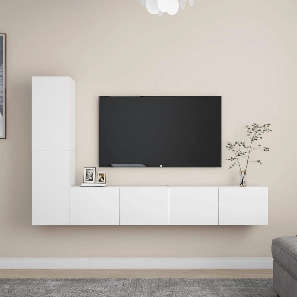 3 Piece TV Cabinet Set Grey Engineered Wood