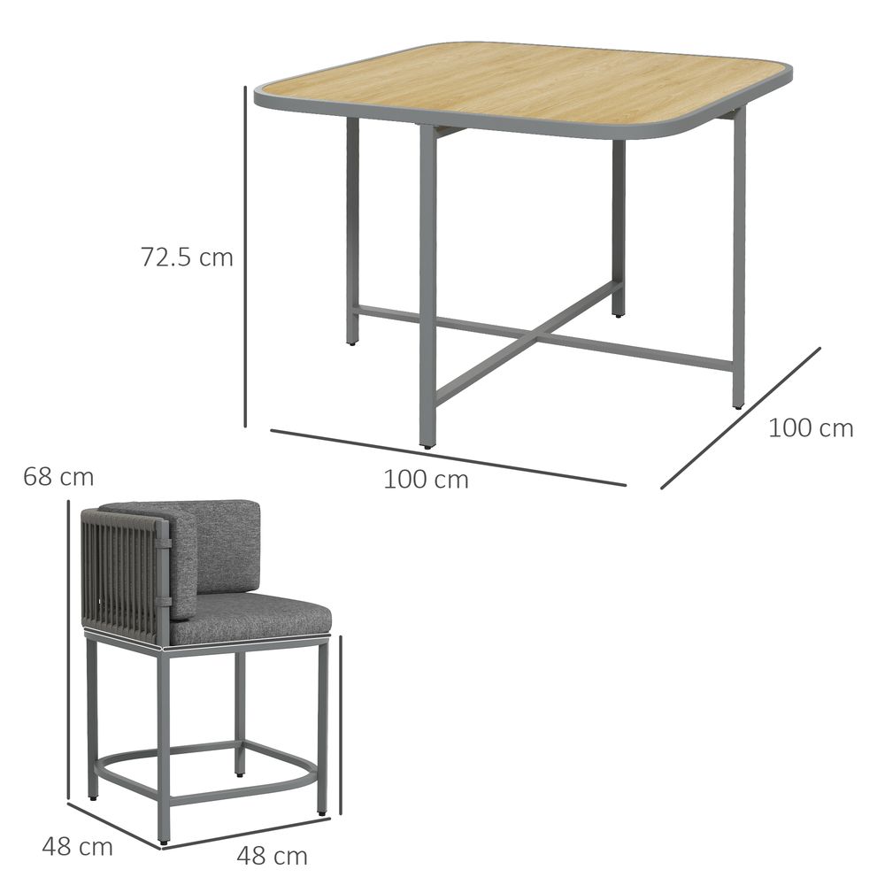 Outsunny Rattan Dining Sets, Cube Garden Furniture w/ Space-saving Design, Grey