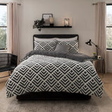 GEO JACQUARD FLEECE DUVET SET CHARCL SK