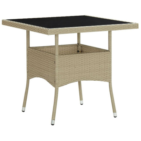 Outdoor Dining Table Black Poly Rattan and Glass