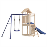 Playhouse with Slide Swing Rockwall Solid Wood Pine