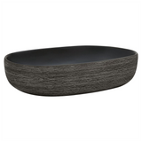 Countertop Basin Grey and Black Oval 59x40x14 cm Ceramic