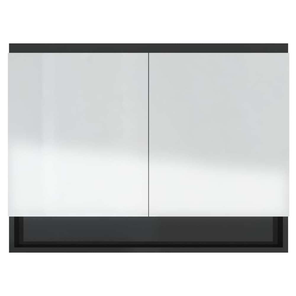 Bathroom Mirror Cabinet 80x15x60 cm MDF Shining Black