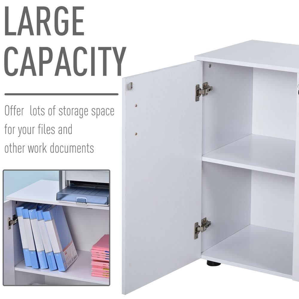 2-Tier Locking Office Storage Cabinet File Organisation w/ 2 Keys White