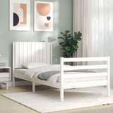 Bed Frame with Headboard White 3FT Single Solid Wood