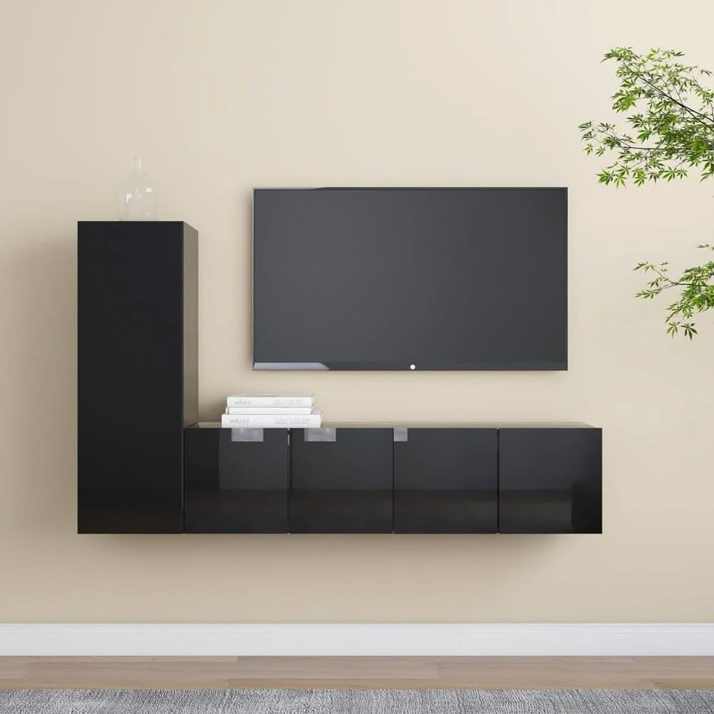 3 Piece TV Cabinet Set Grey Engineered Wood