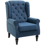 Accent Armchair Home Furniture Retro Tufted Club Wood Fabric Blue