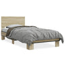 Bed Frame Black 90x190 cm Single Engineered Wood and Metal