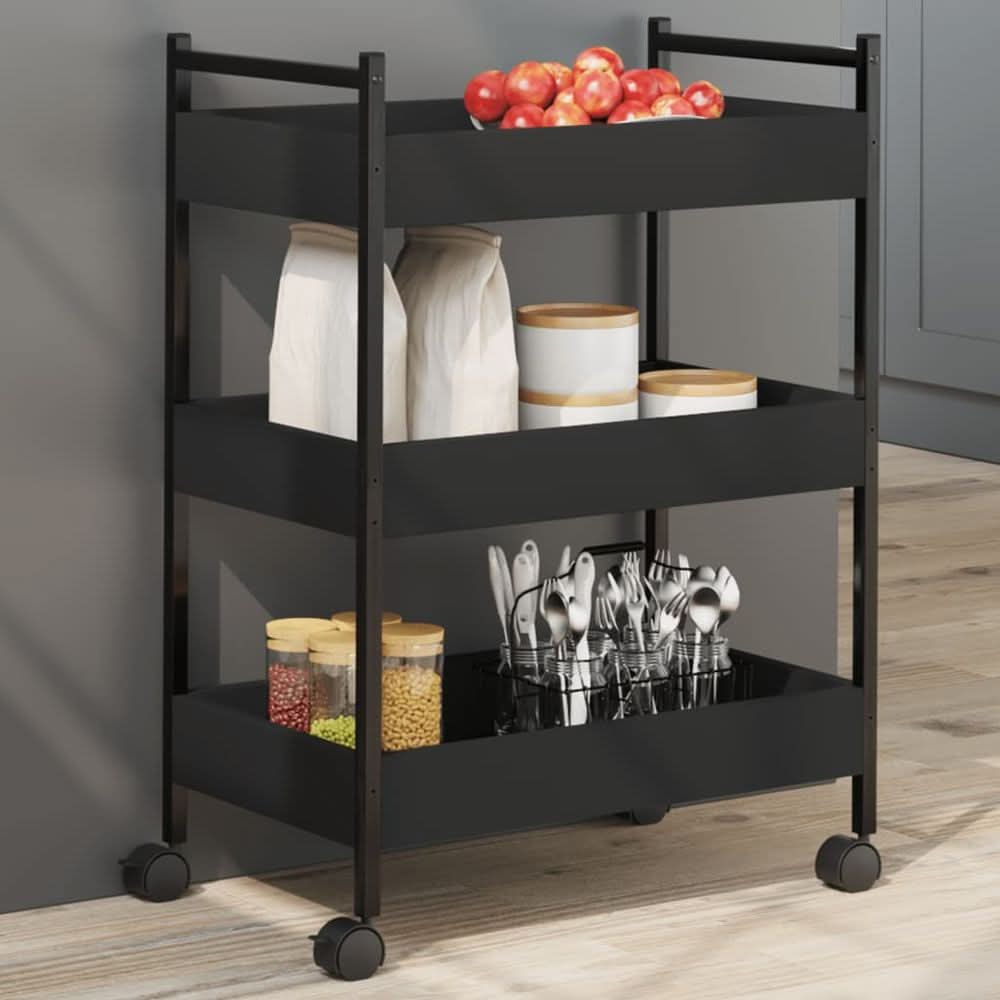 Kitchen Trolley Black 50x30x70 cm Engineered Wood