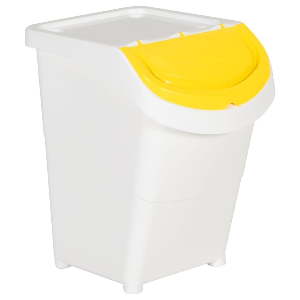 Stackable Waste Bins with Lids 3 pcs White PP 120 L