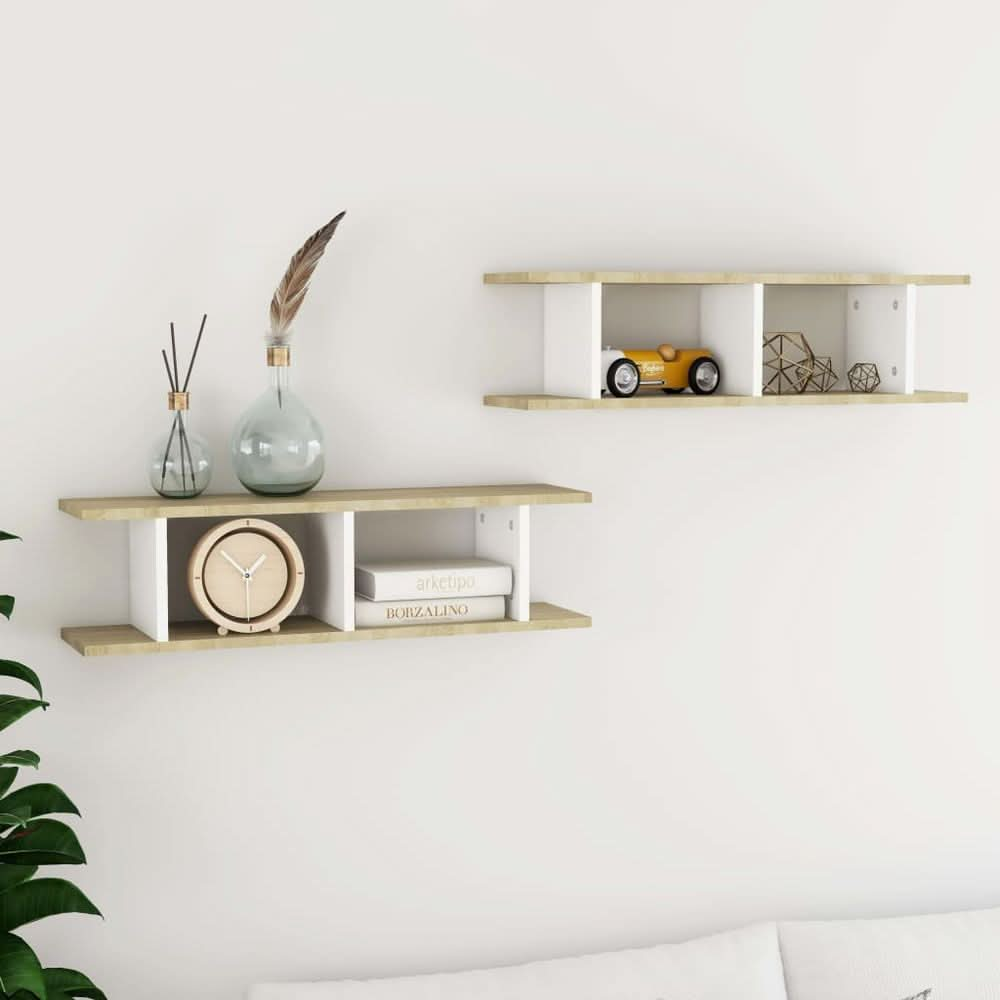 Wall Shelves 2 pcs White 75x18x20 cm Engineered Wood