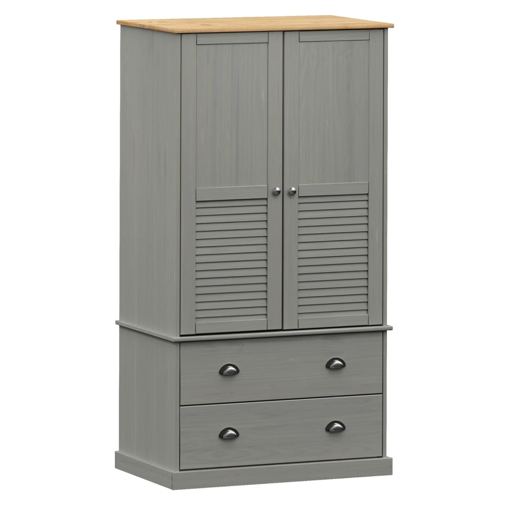 Wardrobe VIGO Grey 90x55x176 cm Solid Wood Pine