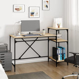 Desk with Shelves Black 135x50x90 cm Engineered Wood&Iron