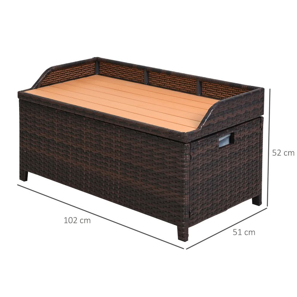 Rattan Garden Storage, 102Lx51Wx51H cm Brown / Cabinet Cushion Box Chest