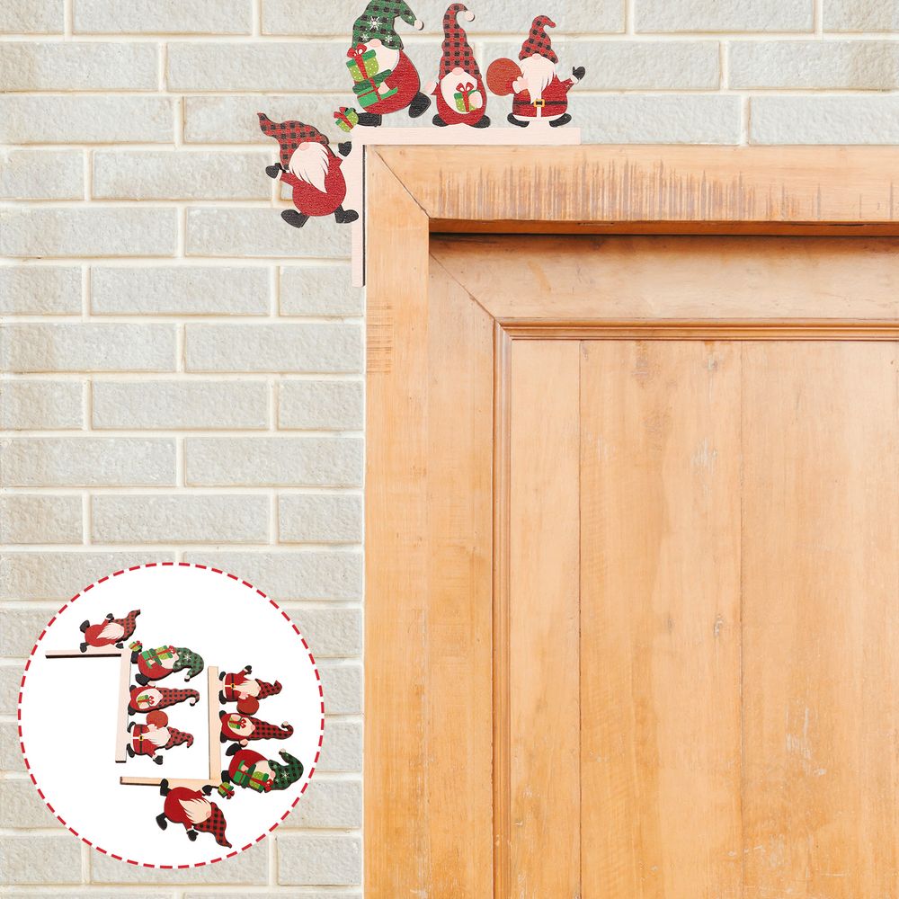 2Pcs Christmas Door Frame Decoration Santa Elk Wooden 2023 Door Frame Christmas Decorations Decor Home New Year Gifts