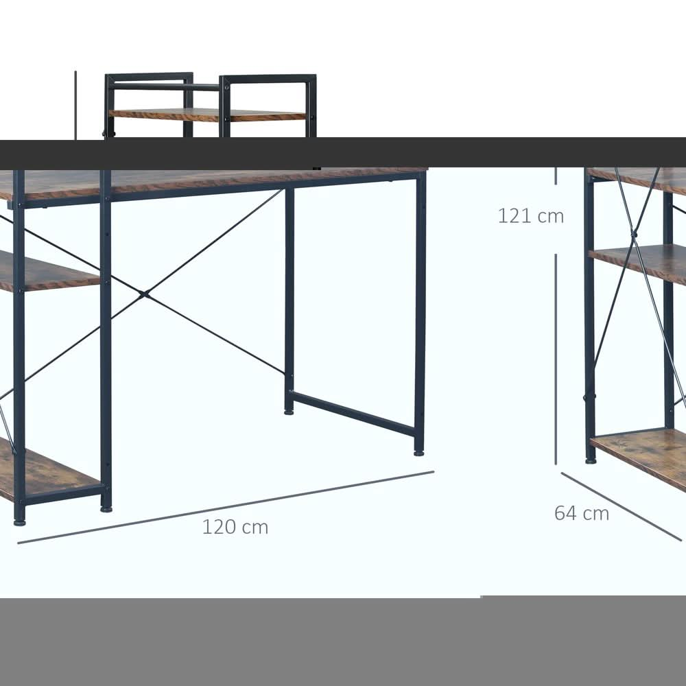 Computer Desk PC Table Study Workstation Home Office 4-tier Bookshelf Storage