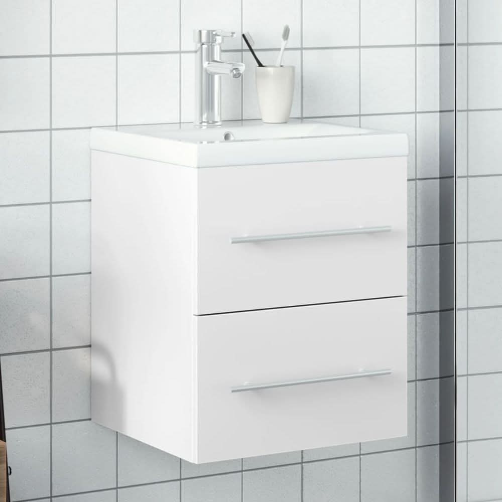 Bathroom Sink Cabinet with Built-in Basin White