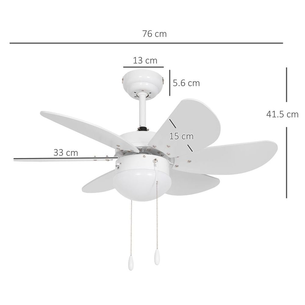 Mounting Reversible Ceiling Fan with Light, Pull-chain Switch, White