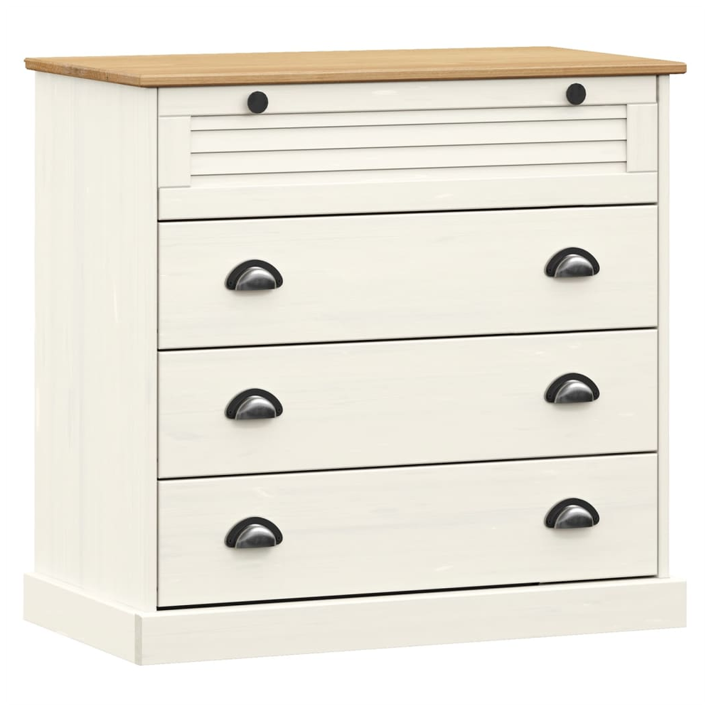 Chest of Drawers VIGO White 80x40x76 cm Solid Wood Pine