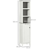 Tall Bathroom Storage Cabinet, Linen Tower with Adjustable Shelf, White