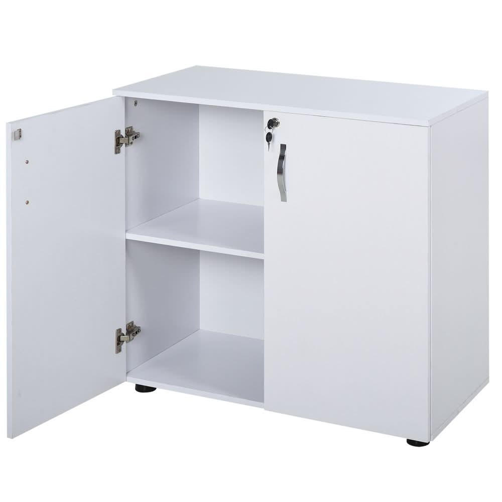 2-Tier Locking Office Storage Cabinet File Organisation w/ 2 Keys White