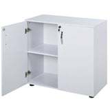 2-Tier Locking Office Storage Cabinet File Organisation w/ 2 Keys White