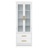 FCH MDF Spray Paint 2 Glass Doors 2 Pumping Cabinet White