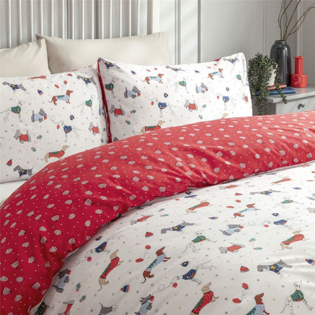 CHRISTMAS JUMPER DOGS MULTI DUVET SET - SINGLE