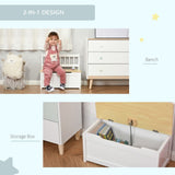 2 In 1 Wooden Toy Box, Kids Seat Bench Storage Chest, 60 x 30 x 50cm